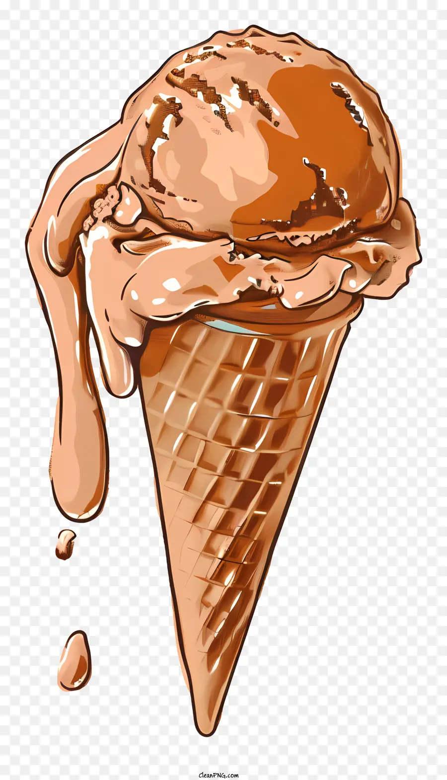 gelato - Cono gelato al cioccolato con cioccolato fuso
