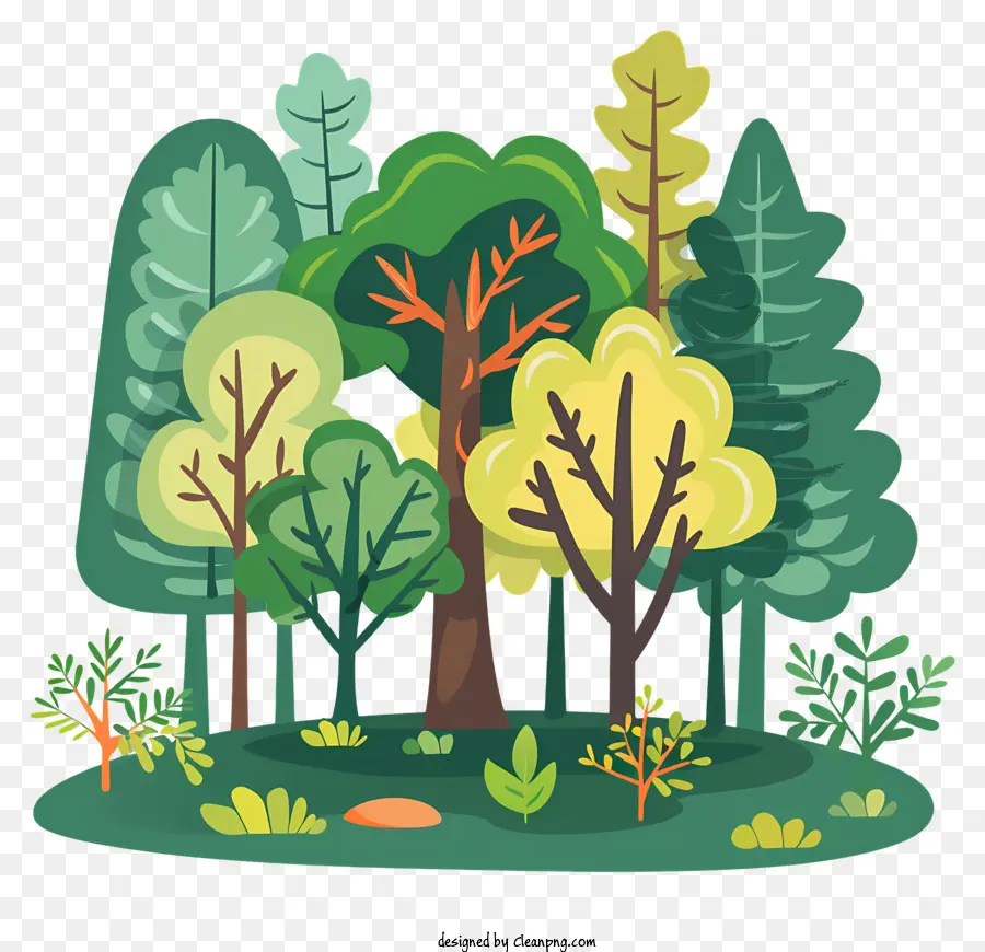 alberi forestali alberi forestali natura erba - Lush Forest Scene con alberi ed erba