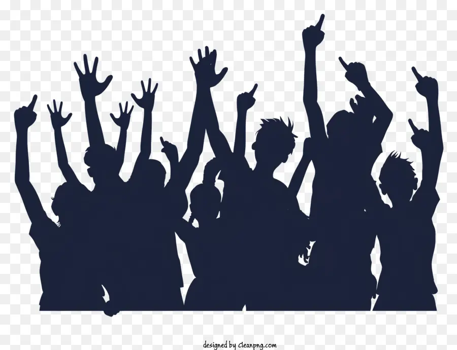il lavoro di squadra - Gruppo di persone in silhouette con mani alzate