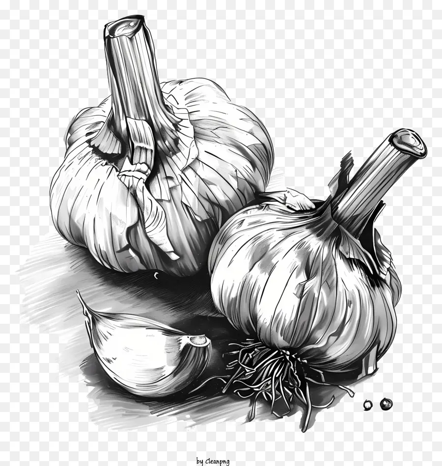 bulbi da disegno in bianco e nero all'aglio aglio - Disegno in bianco e nero di lampadine di aglio