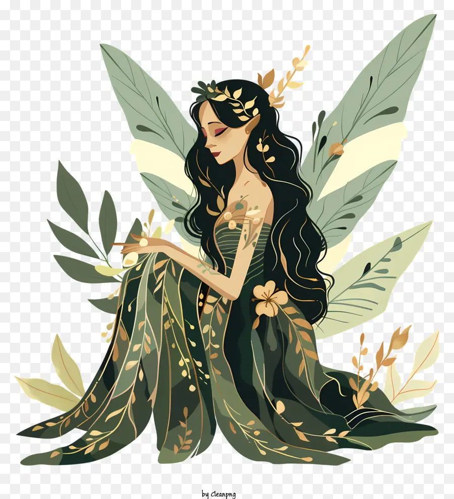 cánh - Fairy với váy và cánh lá