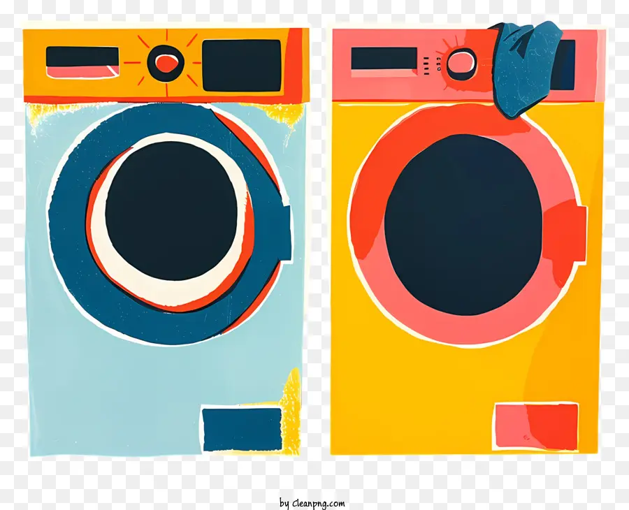 Waschmaschine - Farbenfrohe Waschmaschine mit Kleiderbügelzubehör