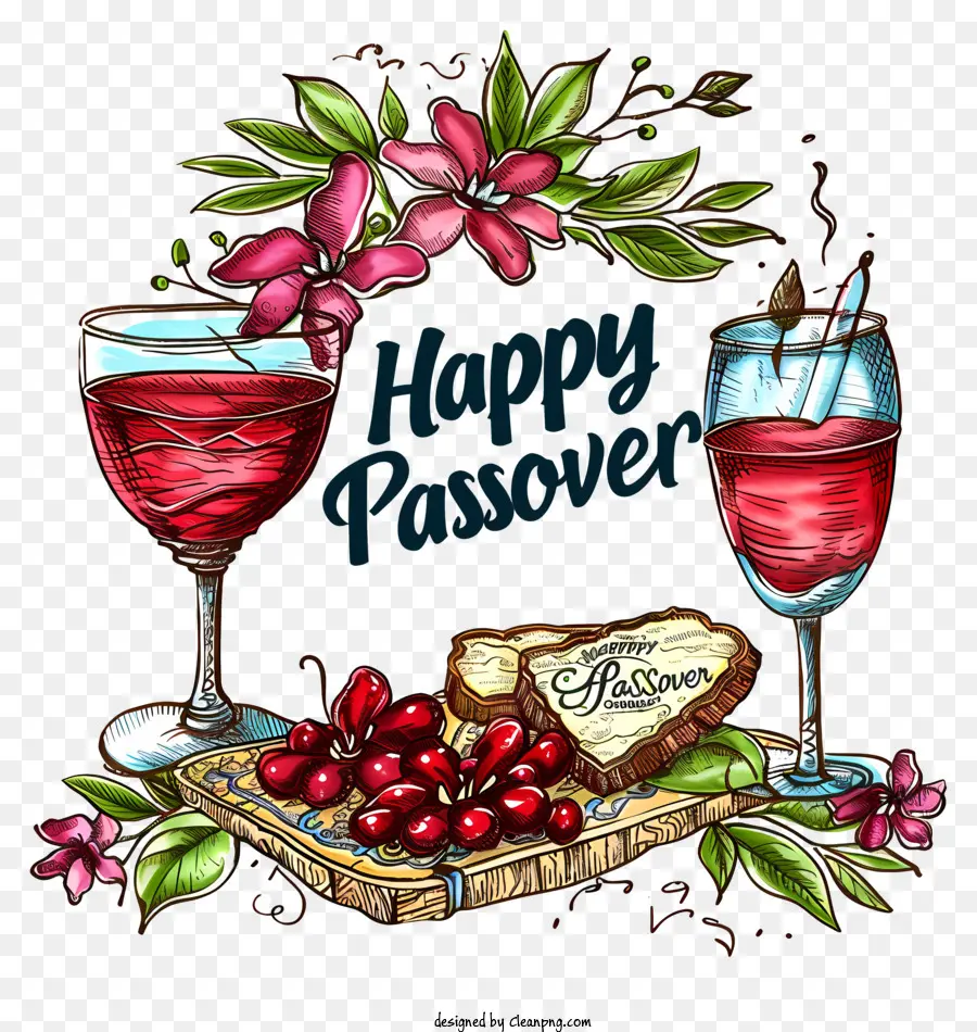 Happy Passover Wine nho rượu vang đỏ rượu vang trắng - Ly rượu với nho trên nền đen