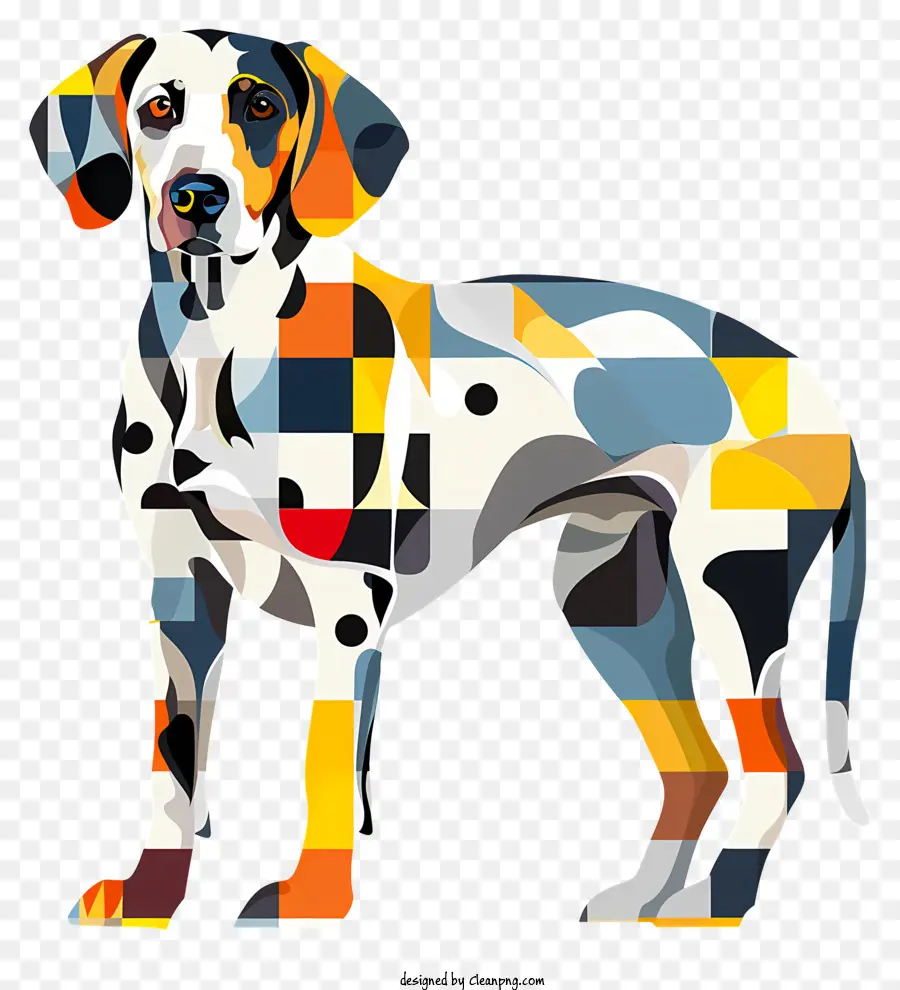 Dalmatiner Hund großer Hund Buntes Fell schwarz -weißer Flecken glücklicher Ausdruck - Farbenfroher Hund mit Flecken vor Schwarz