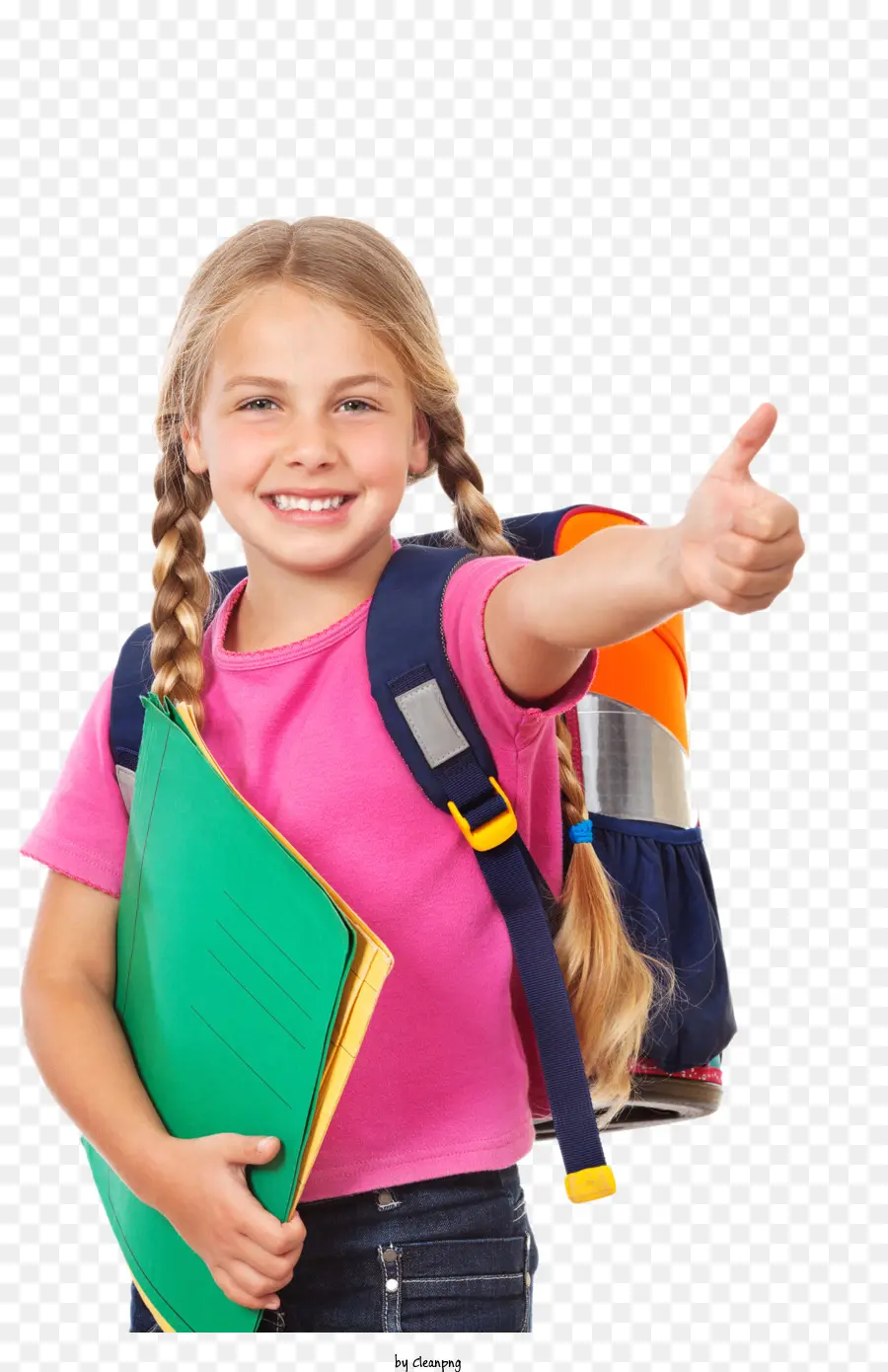 Đồng phục trường học - Cô gái cười với màu hồng với sách