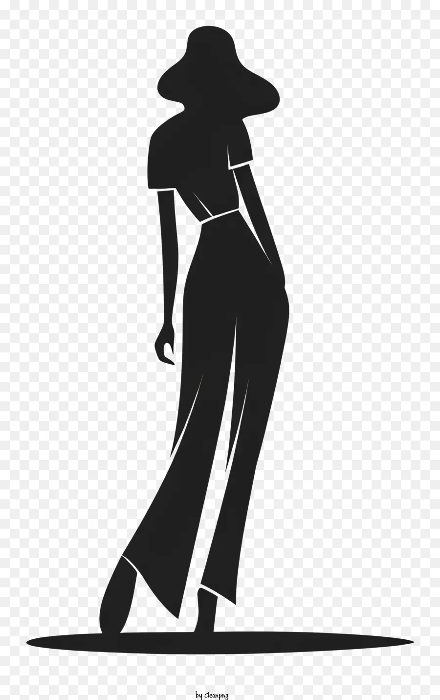Donna che guarda indietro Donna Black Dress Fashion Style - Donna in abito nero e cappello in posa