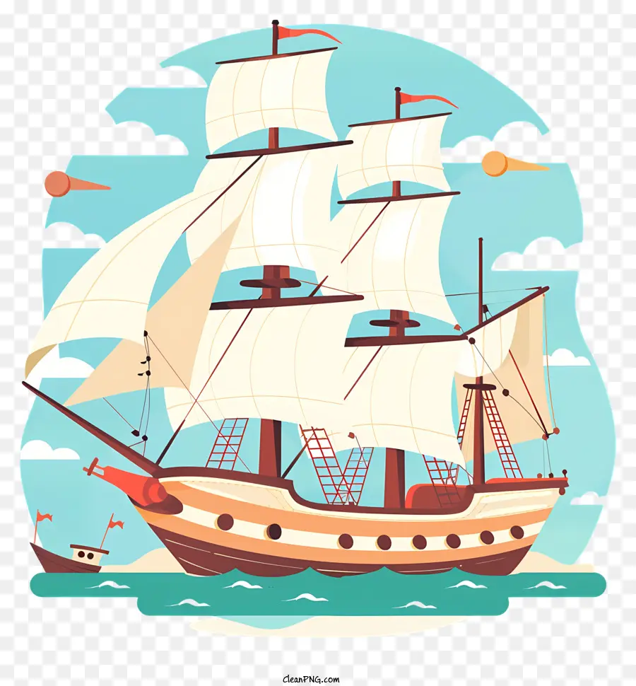 Tàu thuyền buồm Tàu đại dương Vintage - Tàu thuyền lớn cổ điển trong Đại dương thanh bình