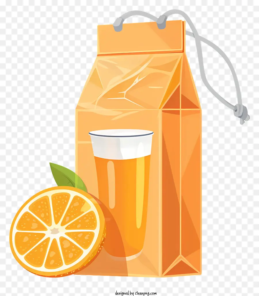 Saftkarton Orangensaftglasflasche Getränk - Orangensaftflasche und Glas mit Strohhalm