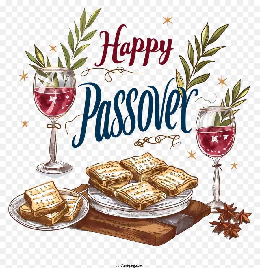 Happy Passover Apple Pie Red Wine Tấm Glass - Bánh táo, rượu vang, cây xanh trên nền đen