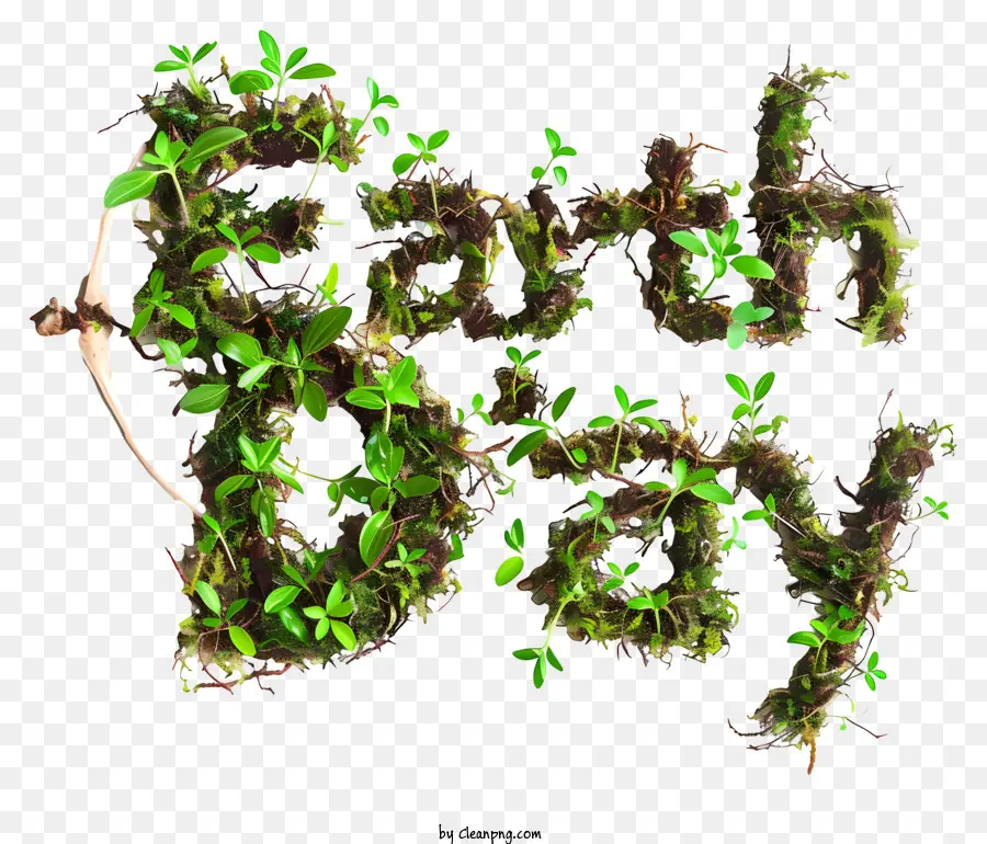 ngày trái đất - Ngày Trái đất được viết bằng rêu trên màu đen