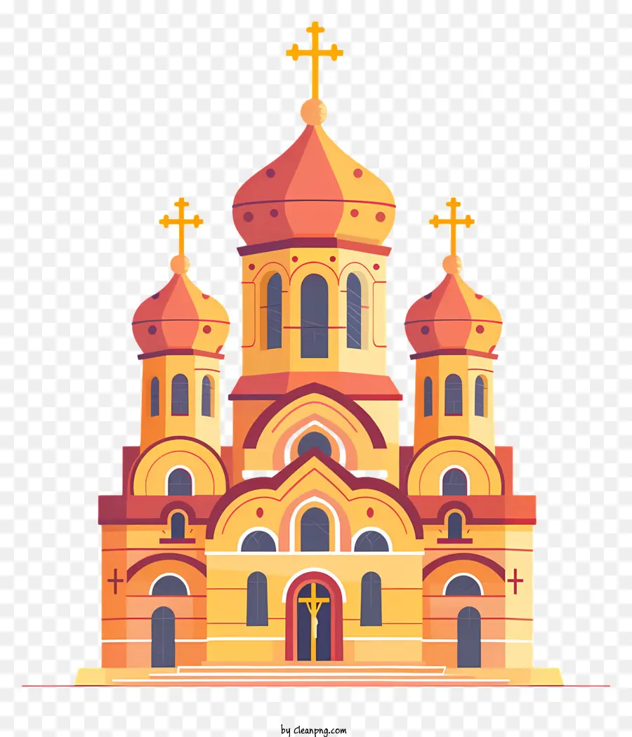 orthodoxe Kirche orthodoxe Kirchentürme überqueren Buntglas - Orthodoxe Kirche mit zwei Türmen und Kreuz