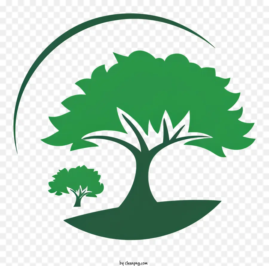 Arbor Day - Umweltfreundliches Logo mit miteinander verflochtenen Bäumen und Berg