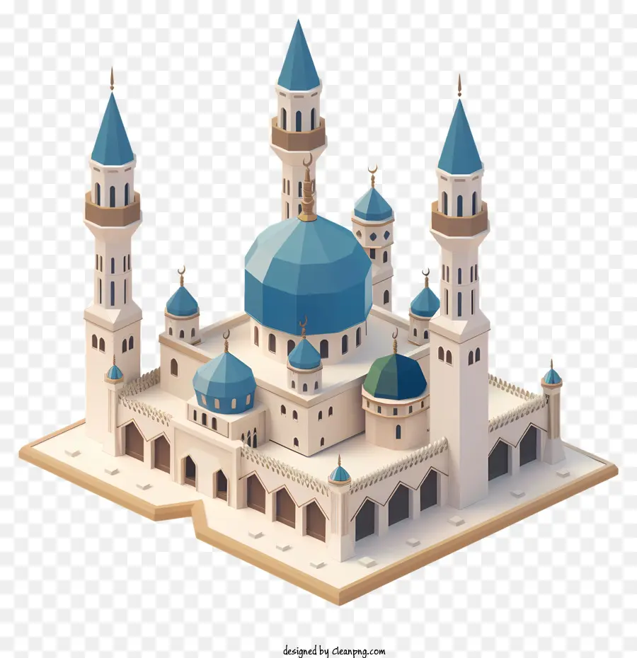 kiến trúc hồi giáo - Nhà thờ Hồi giáo Hồi giáo truyền thống với mặt tiền trắng trang trí công phu