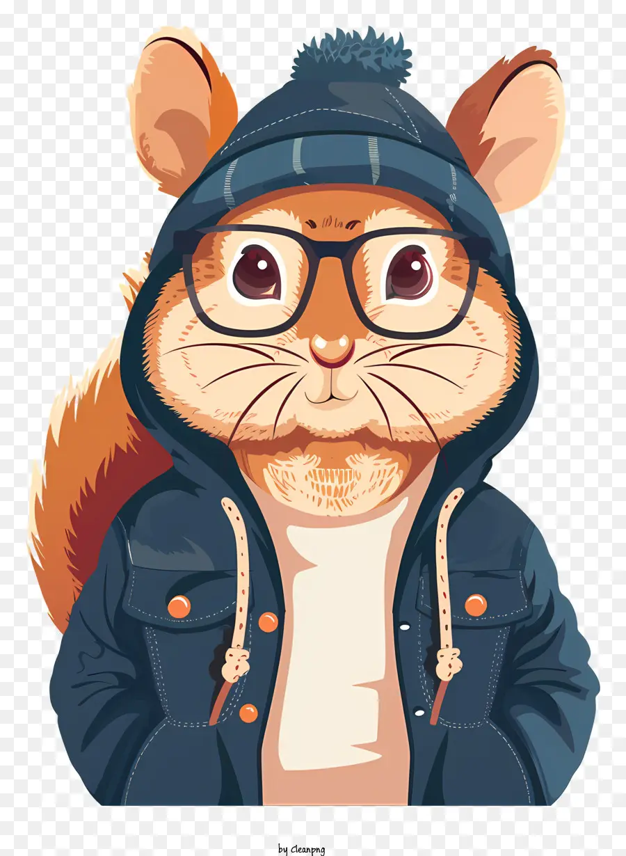 đeo kính - Squirrel dễ thương trong áo hoodie và kính