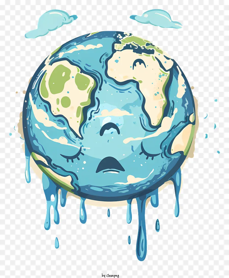 Các lục địa hành tinh trái đất buồn bã toàn cầu - Trái đất xanh, nứt với bầu không khí ảm đạm