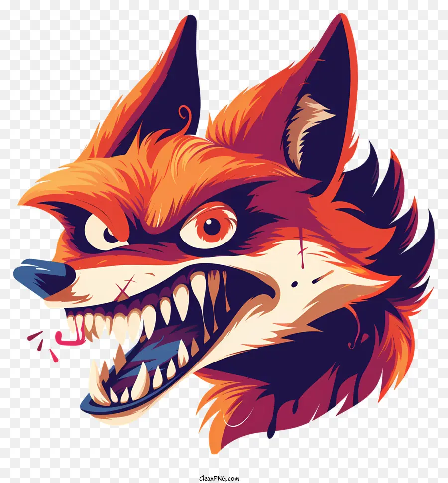 Fantasy Fox Fox Fangs Red Fox Eyes Intense Eyes - Minh họa kỹ thuật số mạnh mẽ của Fox Red