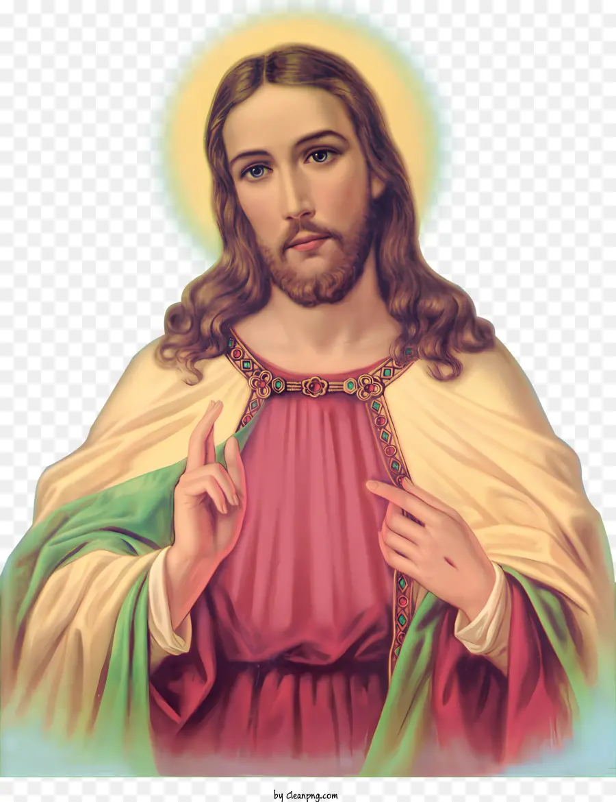 Jesus - Gelassene Jesus -Malerei mit lebendigen Farben