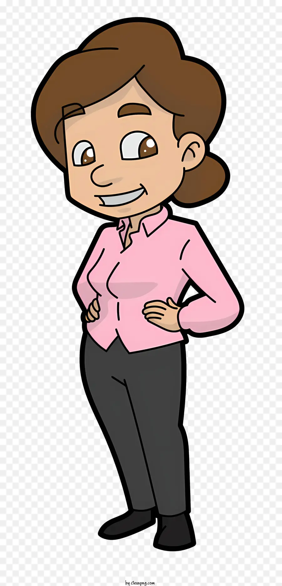 People Cartoon Charakter weibliche Charakter Mitte 20s rosa Bluse - Cartooncharakter in rosa Bluse, schwarze Hose