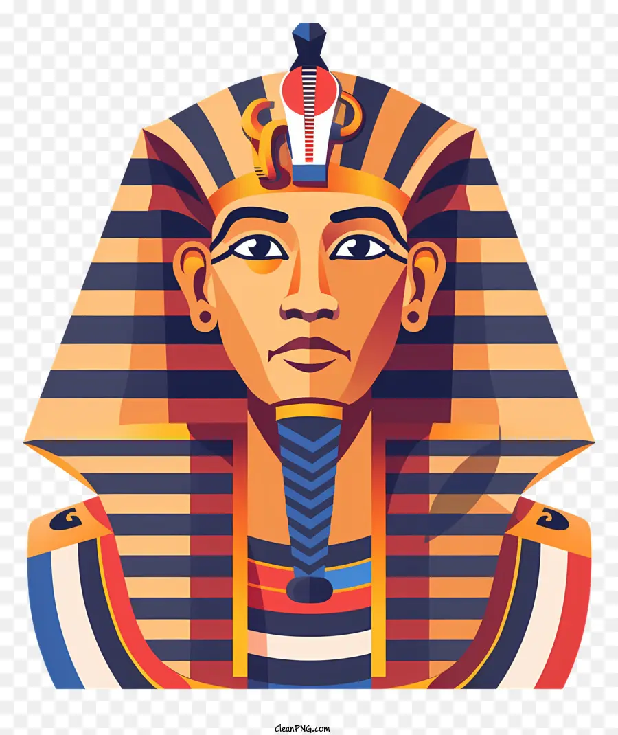 Pharao - Ägyptischer König trägt blauen Kopfschmuck mit Zepter
