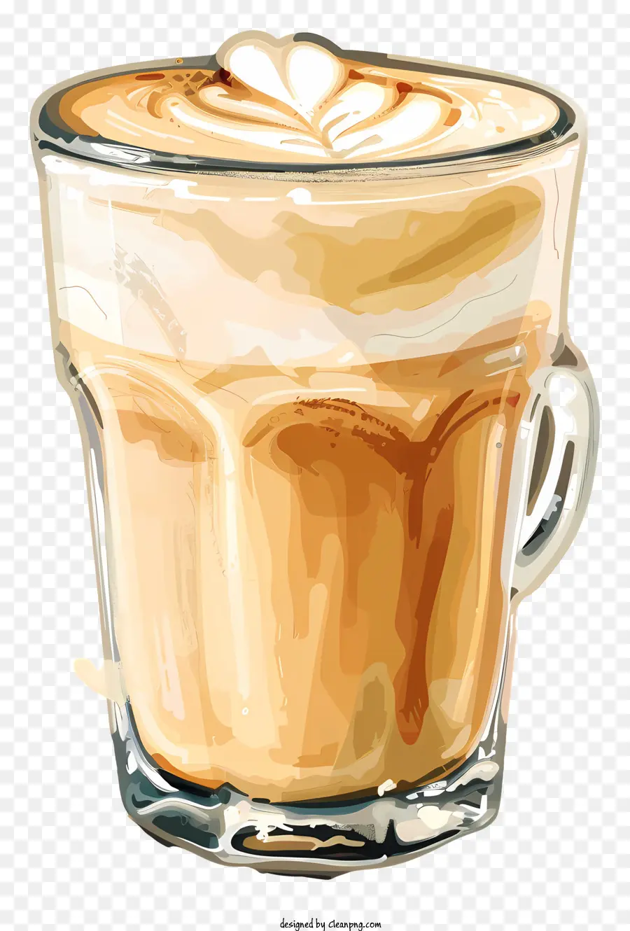 Kaffee - Schaler Latte in Glasbecher auf weißem Hintergrund
