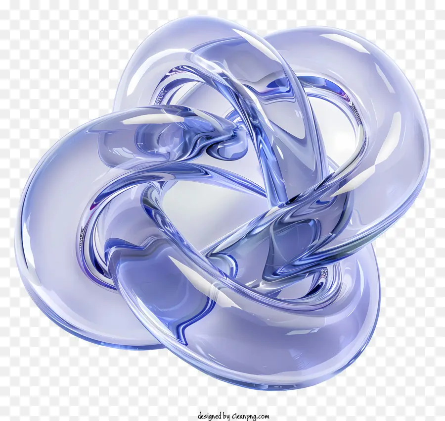 Seilknotenform transparente Skulptur Blau Infinity Symbol 3D -Objekt Glatte Kurven - Blaues glänzendes Infinity -Symbol Skulptur mit Reflexion