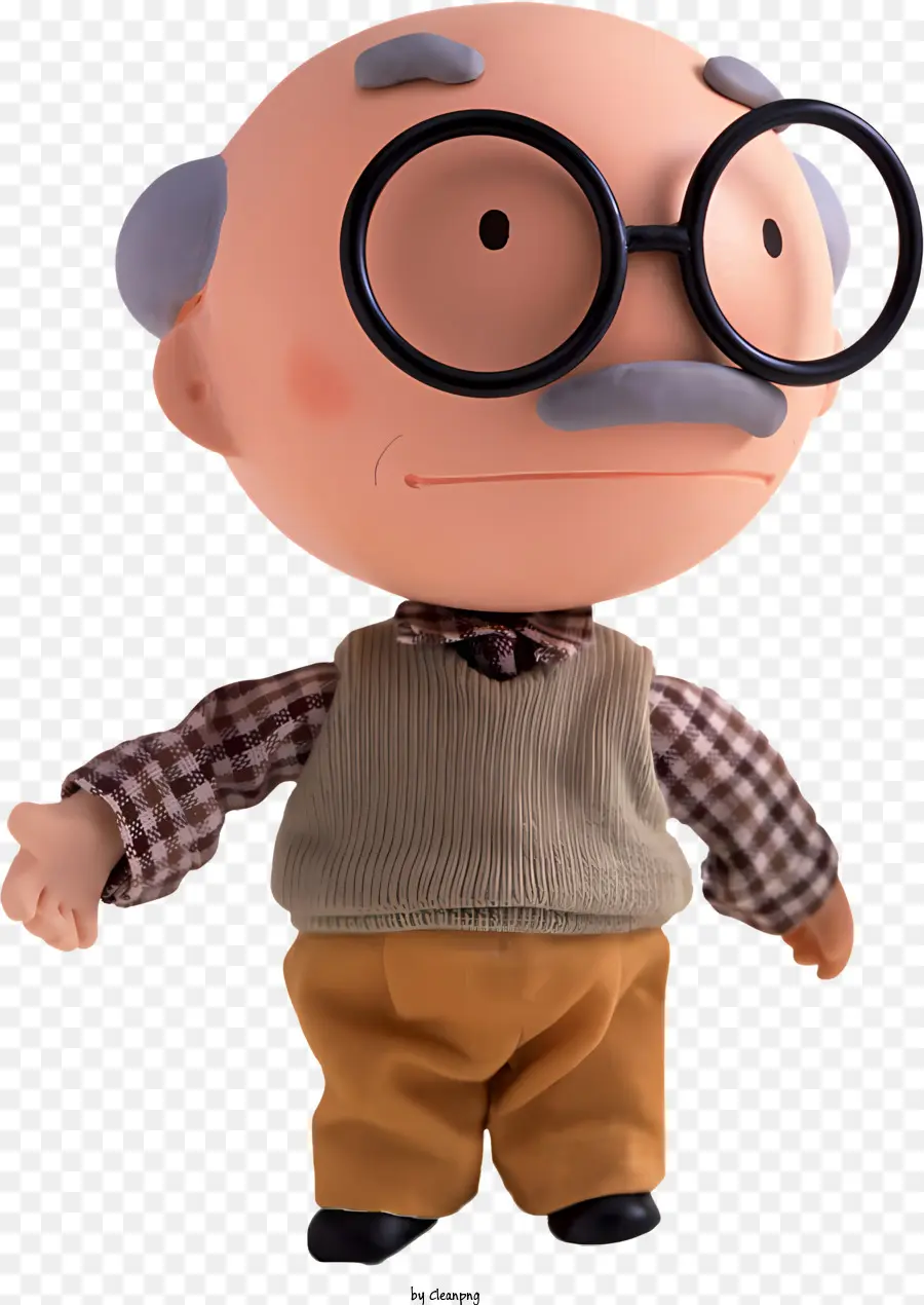 Brille - Ältere Mann Figur in ernsthafter Pose
