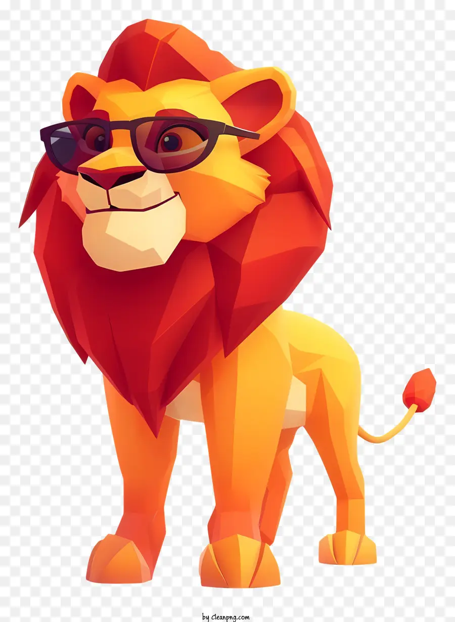 re leone - Lion cartone animato con occhiali che ridono, stile pixelato