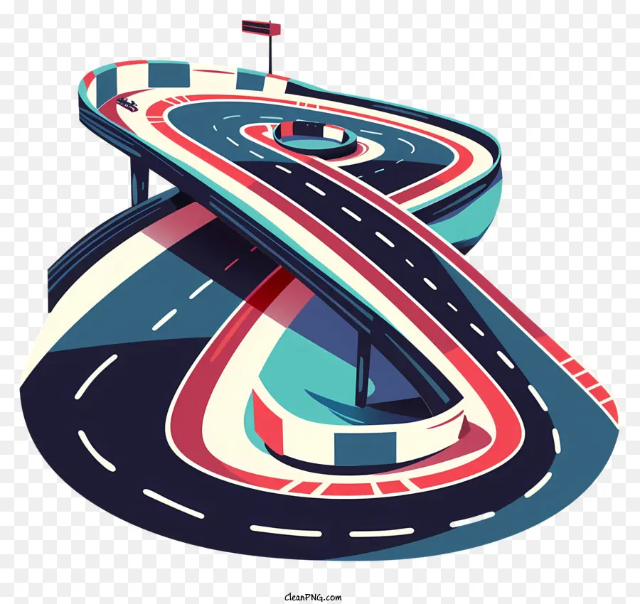 Race Track Highway Highway S-Curve Red White - Illustrazione dell'autostrada curva a forma di S in rosso, bianco, blu