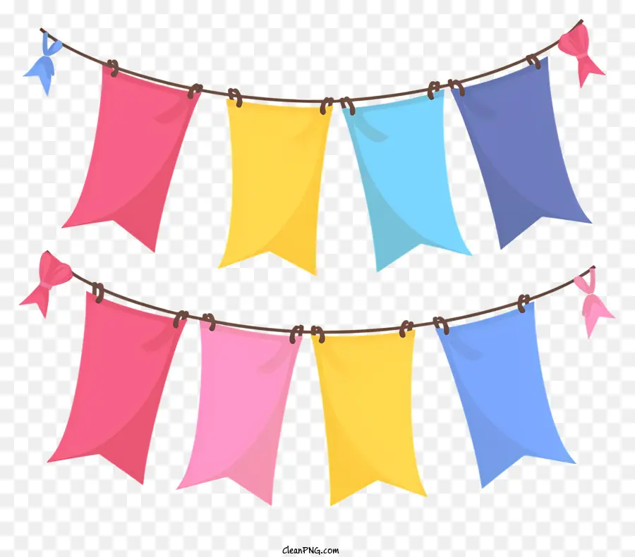 flag string multicolored banners clothesline diagonal stripes yellow