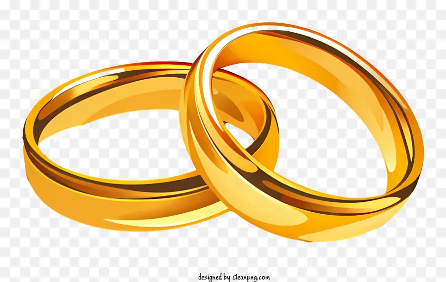 Zwei goldene Ringe Gold Eheringe glänzender glänzender schwarzer Hintergrund - Zwei goldene Eheringe auf schwarzem Hintergrund