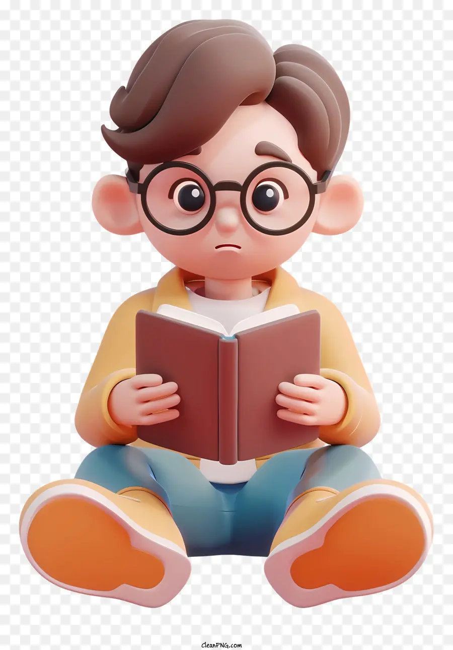 Brille - Junge in Brillen sitzt Lesebuch