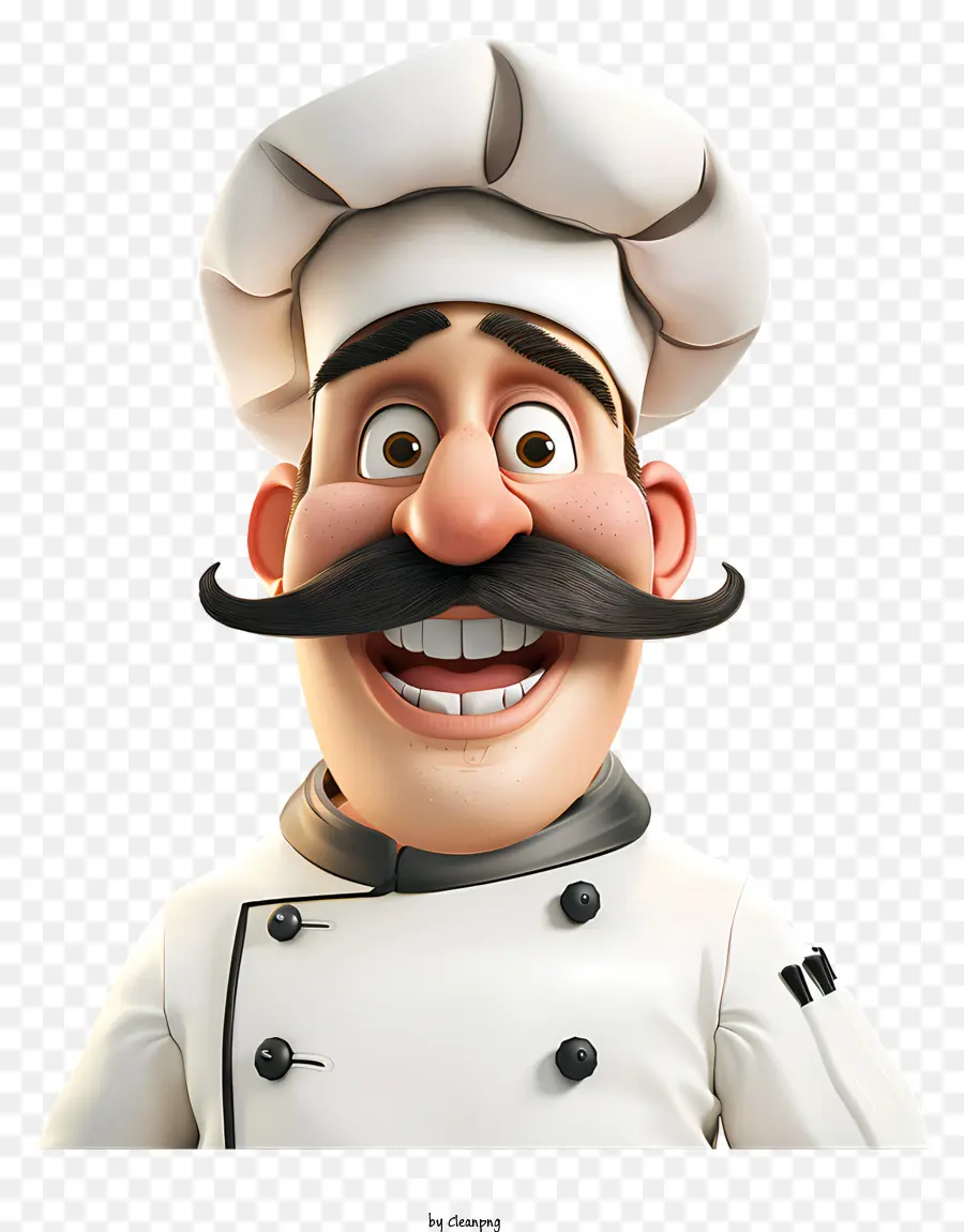 chef Hut - Cartoonkoch in weißer Kleidung sieht entschlossen aus