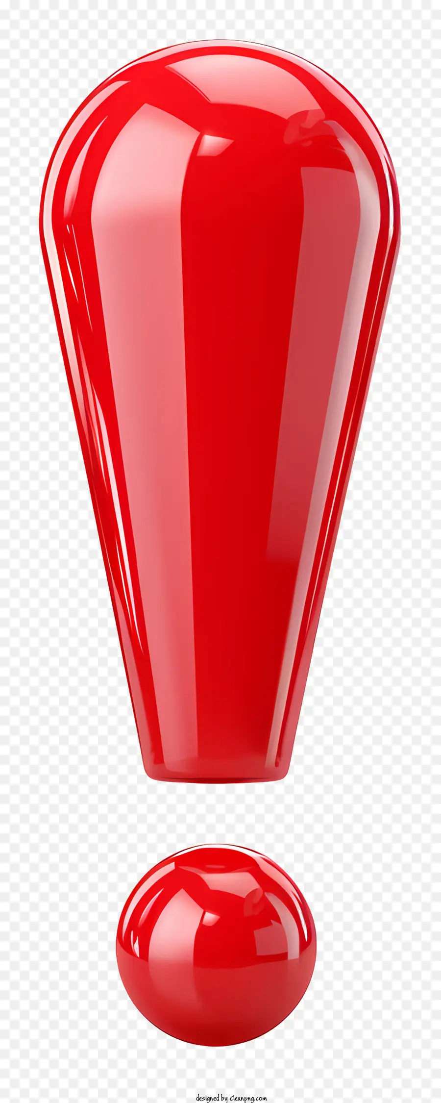 esclamazione oggetto rosso superficie liscia sotto sfondo nero forma a pera - Oggetto rosso liscio su sfondo nero