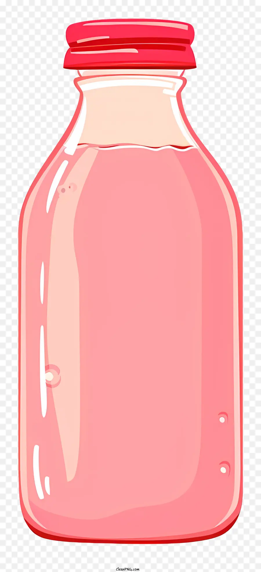 Fruchtsaft - Glasflasche mit rotem Deckel, weißes Etikett, Flüssigkeit