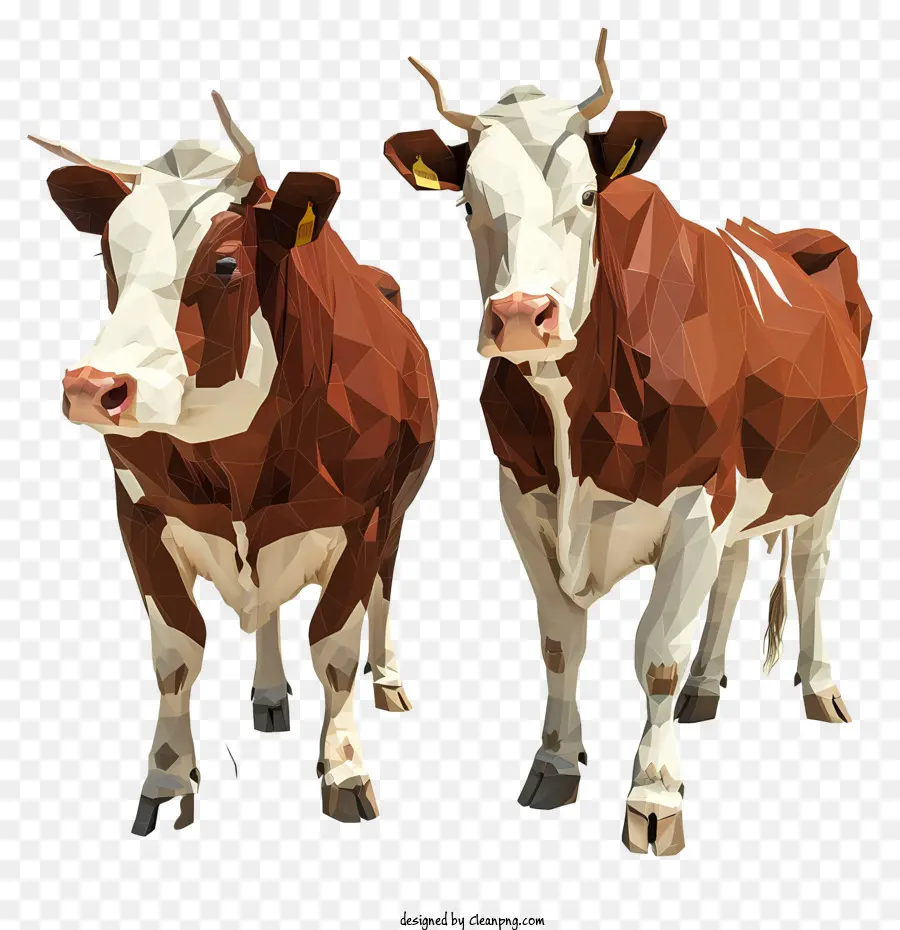 hereford cattle low polygon cows white patches black patches