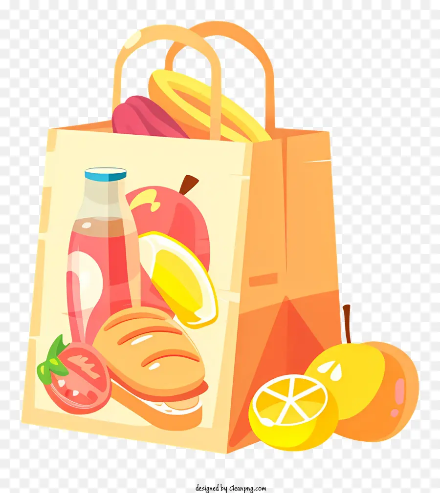 Einkaufstasche - Einkaufstasche mit Lebensmitteln und Getränken