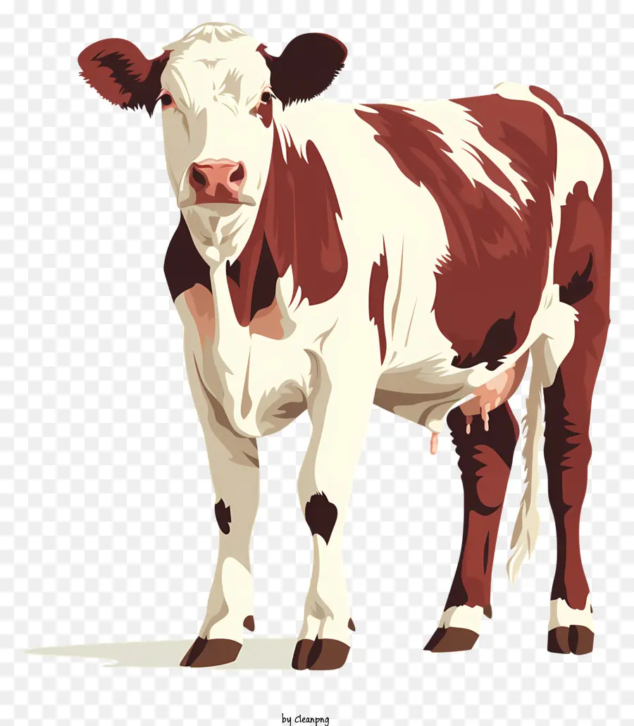 Quiford Cattle Cow in piedi gambe posteriori rosse e bianche - Mucca in piedi sulle zampe posteriori, rosso/bianco/nero