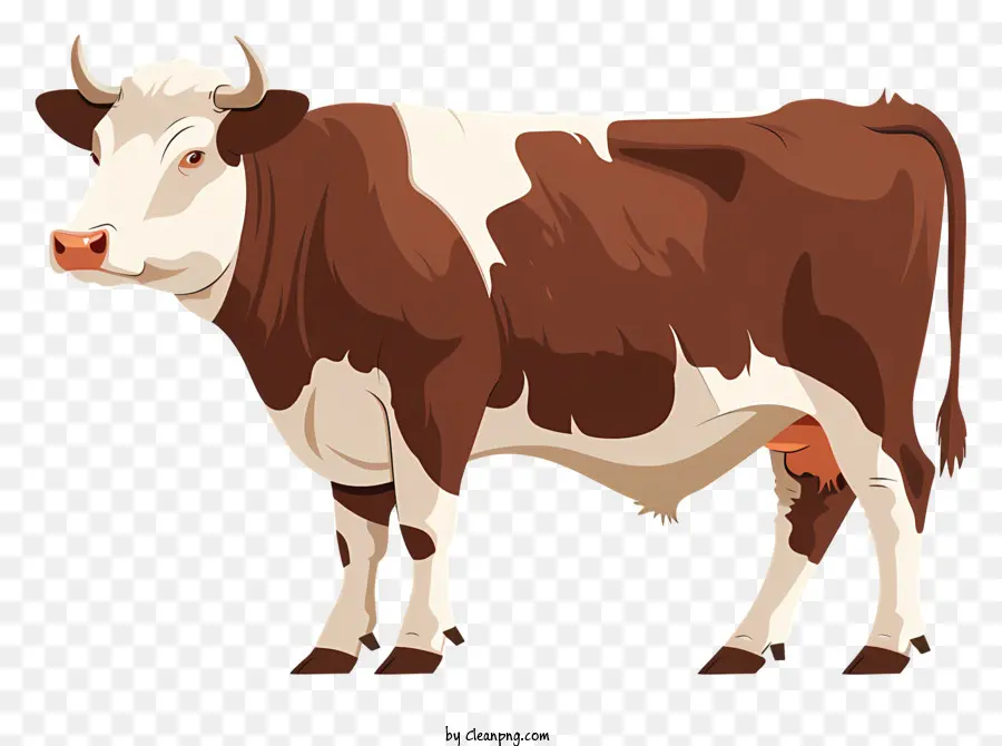 Hereford Rinder Kuhfarbe Tier Tier Hörner - Braun und weiße Kuh stehen im Feld