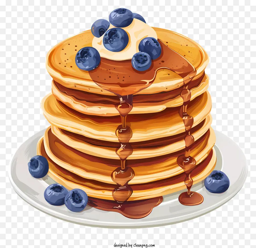 Pfannkuchen Pfannkuchen Blaubeeren Schlagsahne Frühstück - Stapel Pfannkuchen mit Blaubeeren und Creme