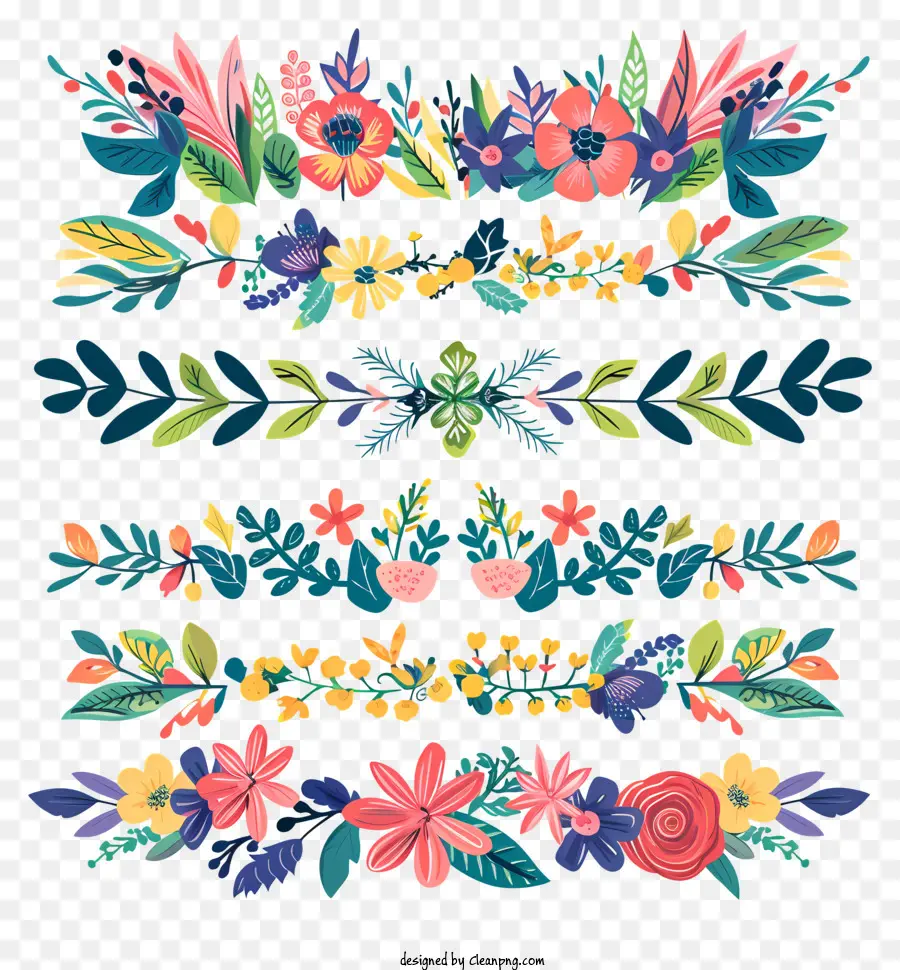 Fiore Linea - Elementi floreali colorati disposti in design in stile vintage