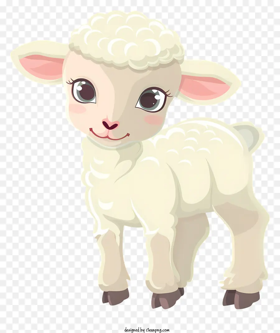 lamb white lamb brown eyes curly hairs standing on hind legs