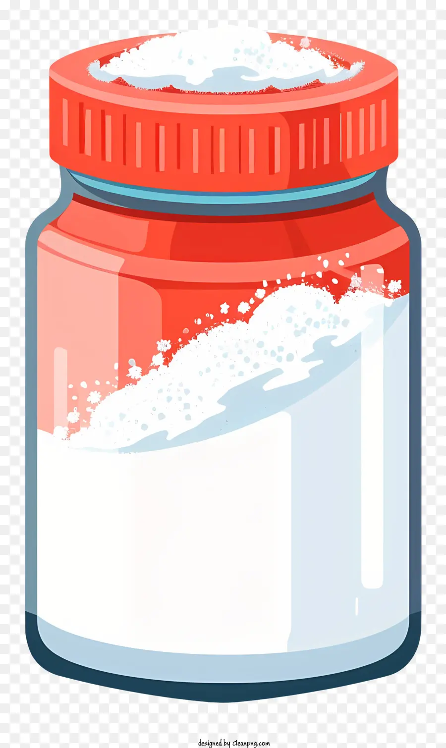 Waschpulver Glasglas granuliertes weißes Pulver Zuckerkuchendekorationen granuliert - Rot -weißes Glas mit weißem Pulver
