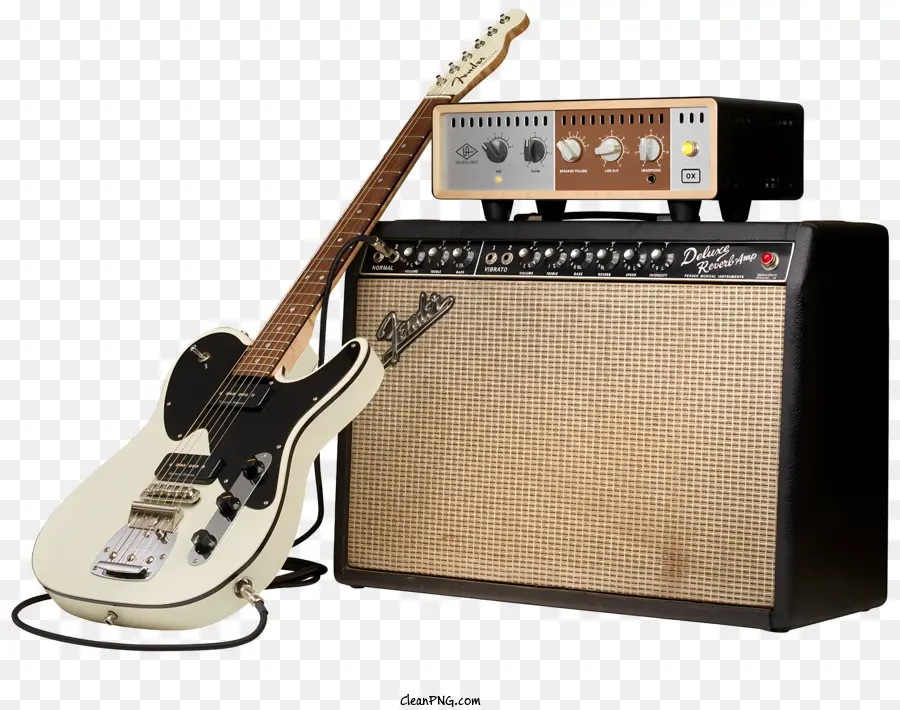 Music Musical Instrument E -Gitarrenverstärker weiß und brauner Gitarre - Weiße und braune E -Gitarre mit Verstärker