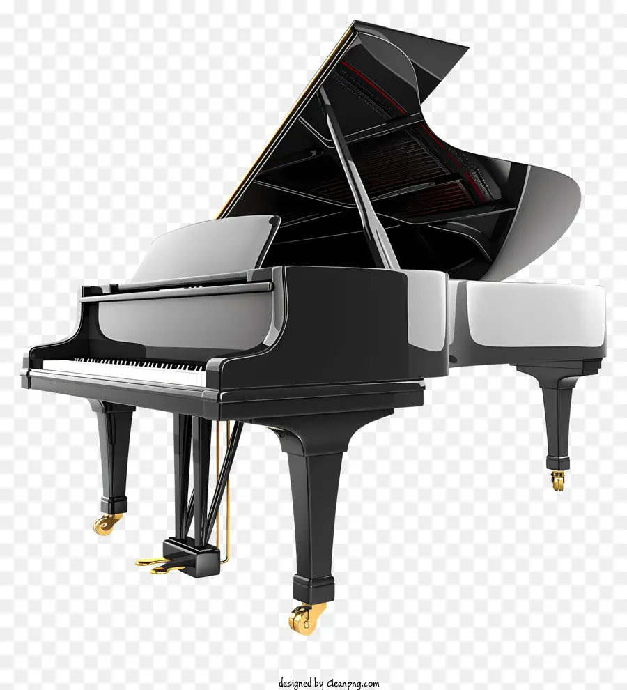 Piano Grand Piano Black Piano White Keyboard Piano ornato - Elegante piano piano nero con tastiera bianca