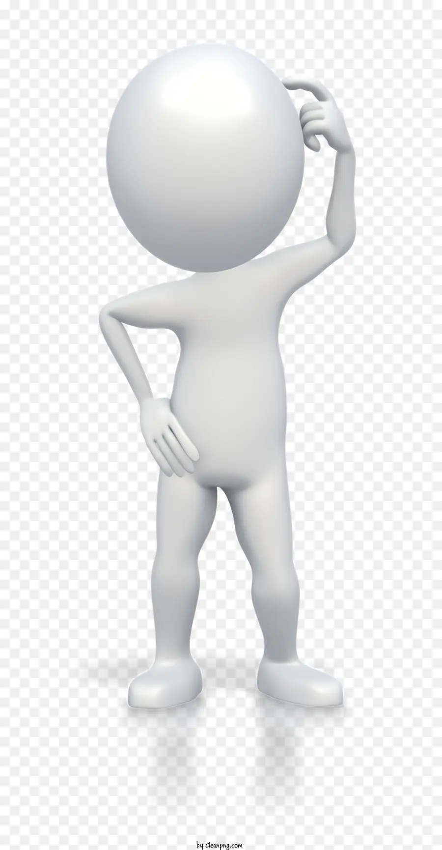 Stick Figura 3D Ciani bianche con braccia incrociate - Uomo 3d in camicia bianca che guarda in basso