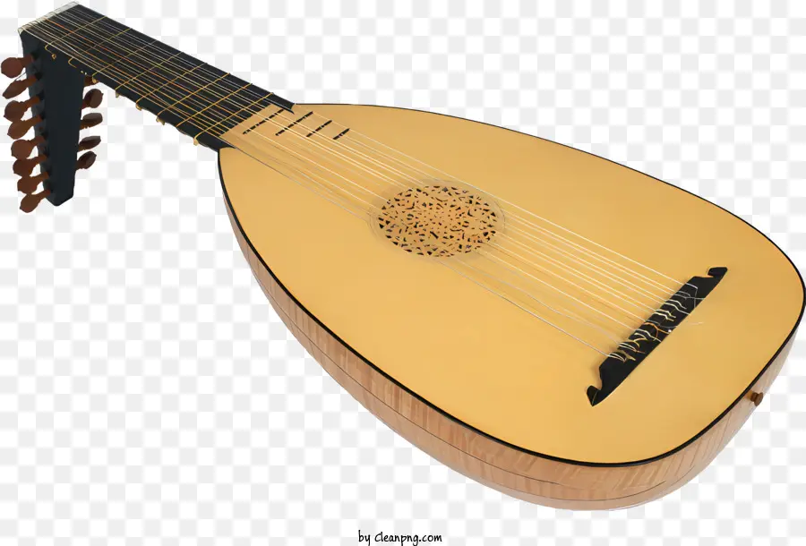 Musikinstrument geschnitzte Laute Holzinstrument komplizierte Muster - Aufdringlich geschnitzte Holzlaute mit Halskieselschachtel