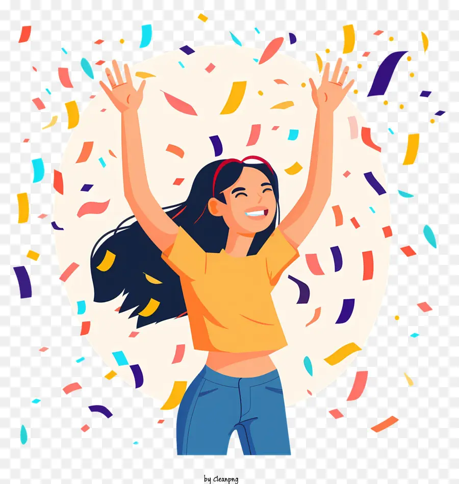 woman celebrating success celebration confetti woman happy