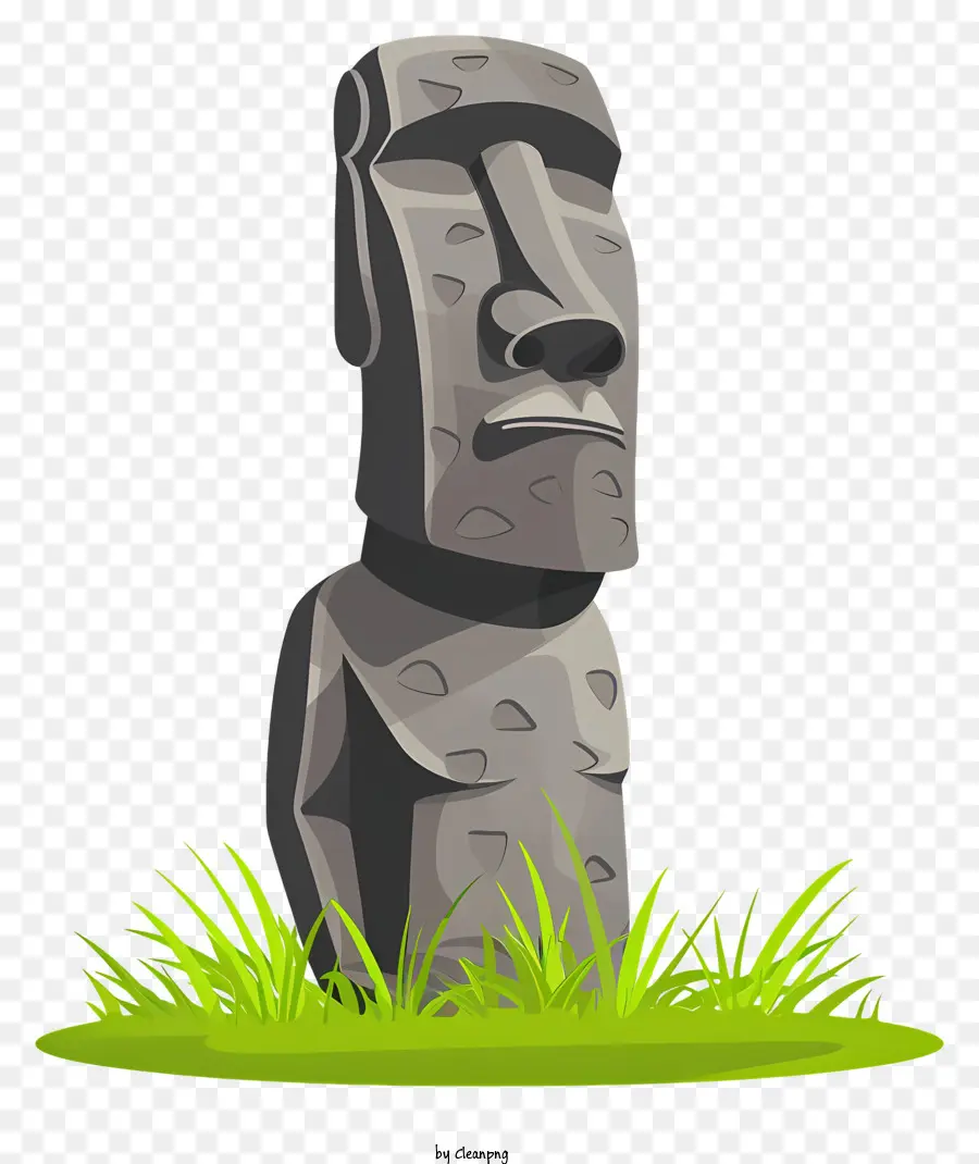 MOAI Totem Pole Stone intaglio intaglio in legno Faccia umana - Totem di pietra con intaglio del viso in legno