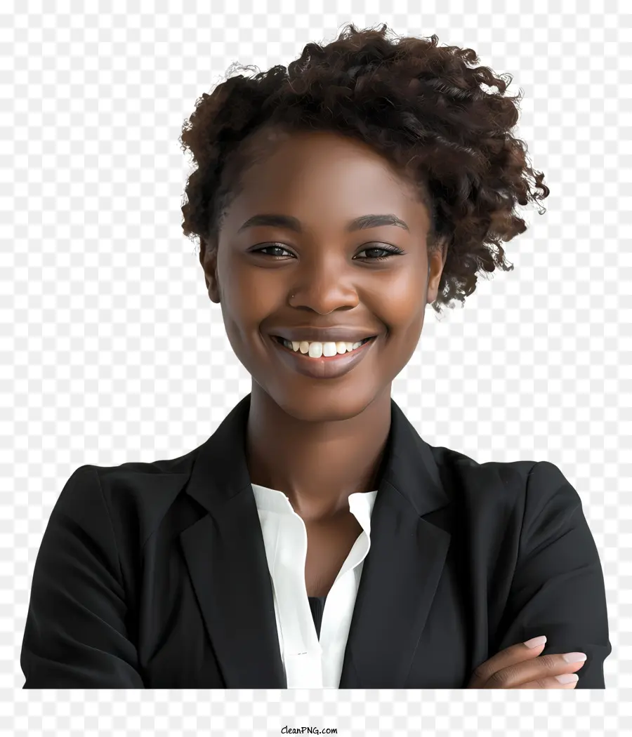 donna d'affari - Donna d'affari sorridente in abito nero