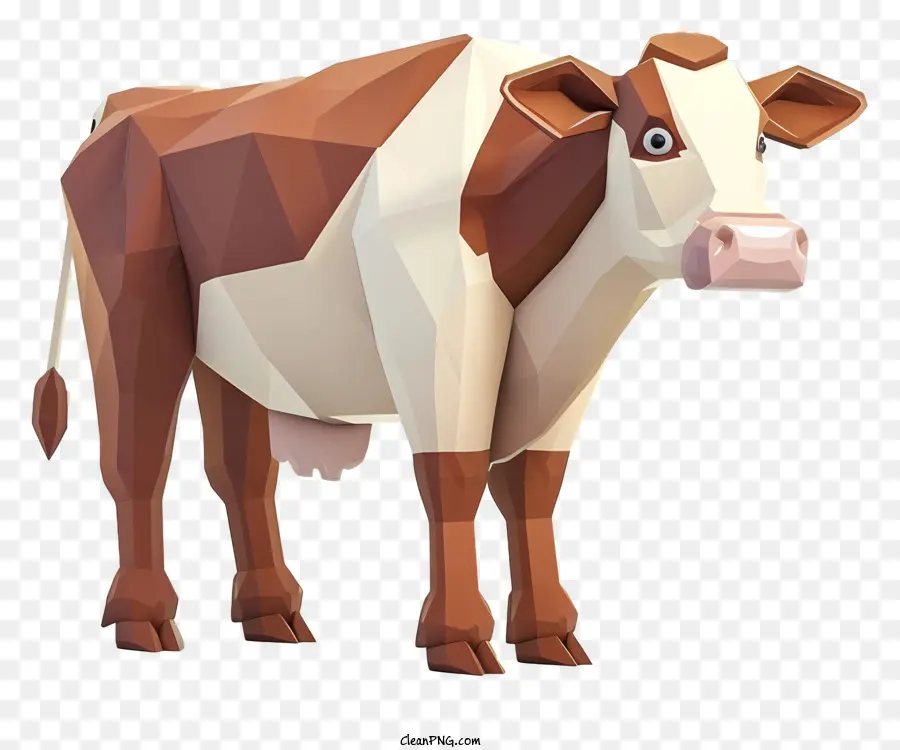 Hereford Cow Cow Low Poly 3D Modell Brown - Niedriges Poly 3D -Modell brauner Kuh